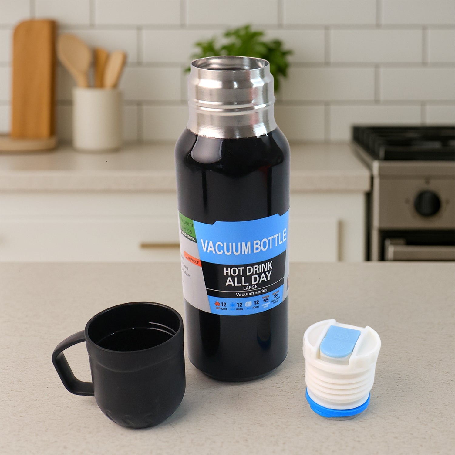 Sleek Black Thermos Flask Set Sleek Black Thermos Flask Set